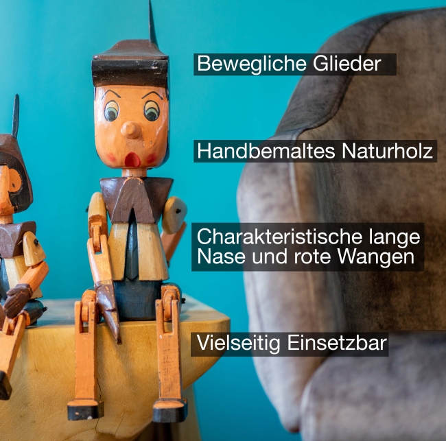 Pinocchio Figur XL aus Naturholz (45 cm)
